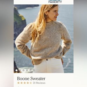Faherty brand wool Boone sweater in oatcake color